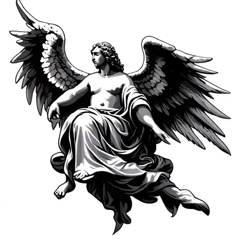 Angel Gabriel Minimalist Tattoo Design Featuring