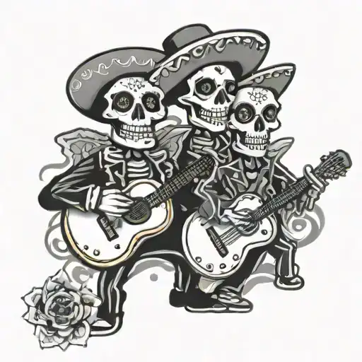 Day Of The Dead Skeleton Mariachi Band