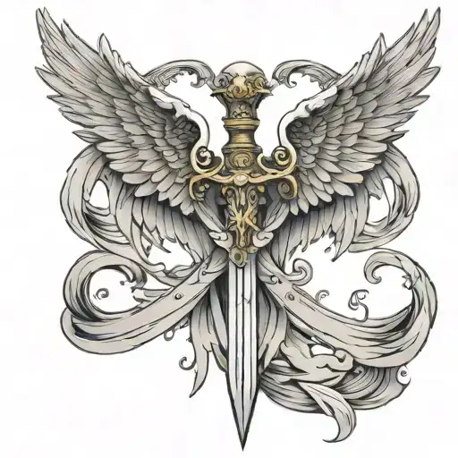 Sword With Angel Wings Spread Wide