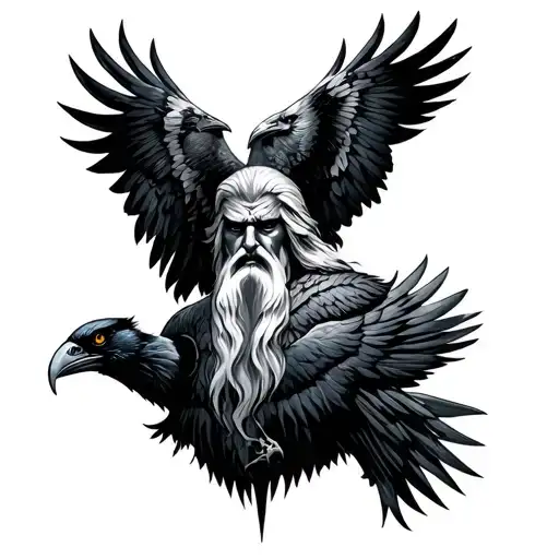 Odin With His Ravens Full Back