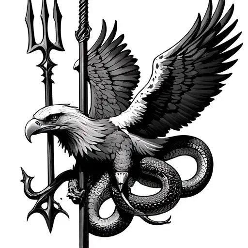 Eagle With Trident And A Snake