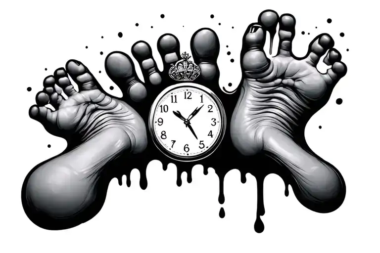 Baby Foot Print In Clock Melting Away Her Name