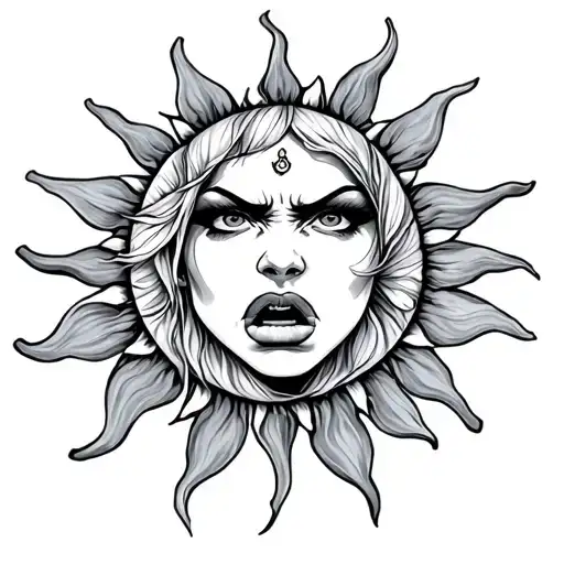 Angry Lady Sun Face