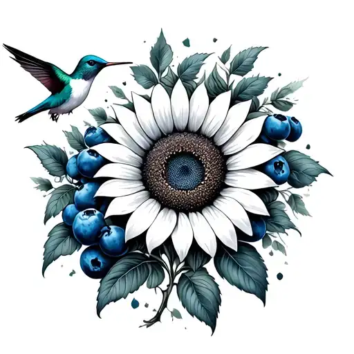 Blueberry Hummingbird Sunflower Surrounded