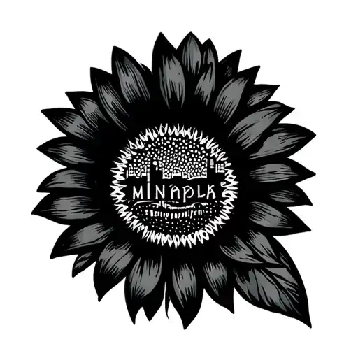 Sunflower W Petals Shaped Like Minneapolis Skyline