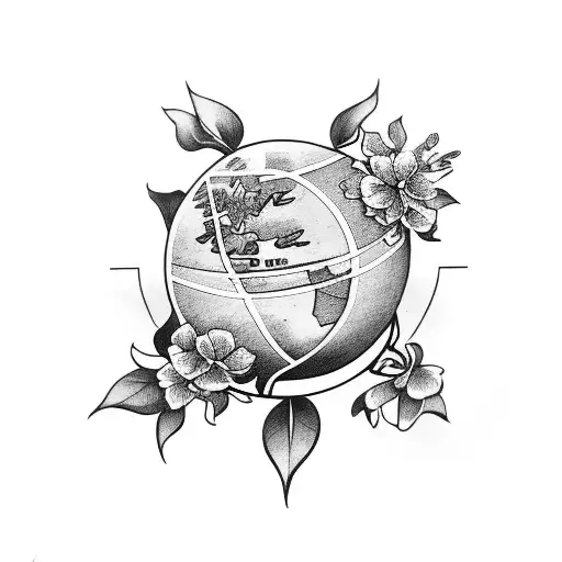 Book With Flowers And A Globe