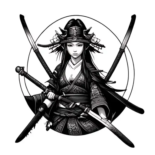 Japanese Samurai Girl 2 Swords