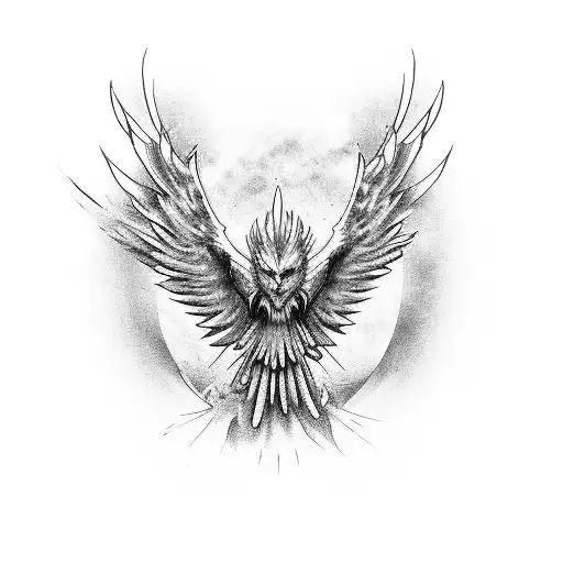 Downward Wings Cyberpunk Phoenix