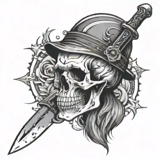 A Skull With A Knife In His Head And A Text Saying Fener