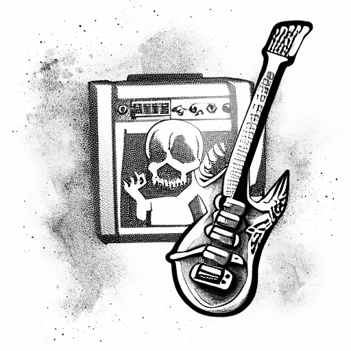 Electro Guitar With Skull