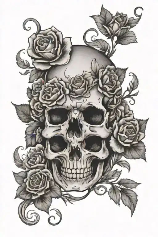 Feminine Skull And Flowers No Roses