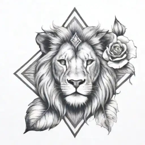 Lion Head With A Diamond Necklace In Middle Forehead Looking Out Of Lillie's
