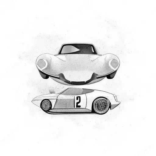 An Abstract Design Featuring The Iconic Shapes Of Different Motorsport Cars Intertwined