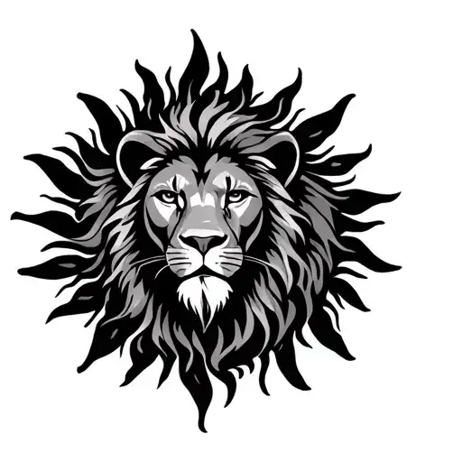 Tribal Tattoo Sun With A Lion Inside