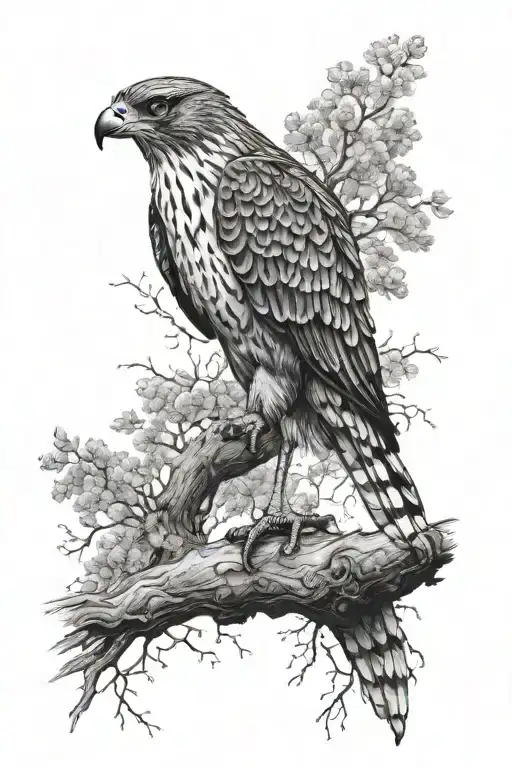 Standing Falcon On A Tree