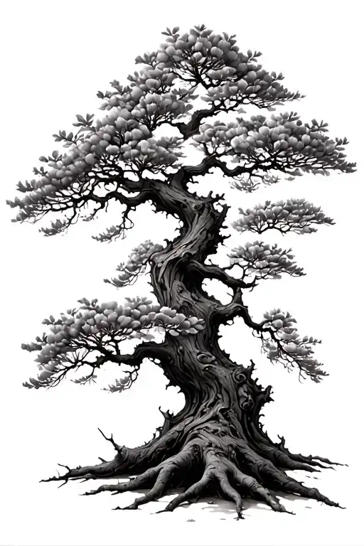 Cherry Blossom Tree Twisted And Gnarled Trunk With Long Branches