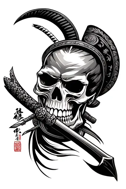 Samurai Tattoo Skull Wearing