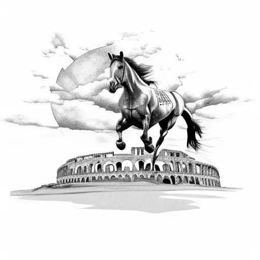 Horse With Colosseum Background