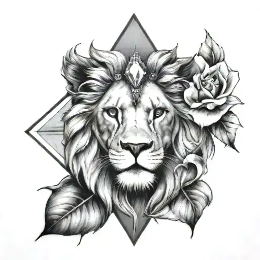 Lion Head With A Diamond Necklace In Middle Forehead Looking Out Of Lillie's