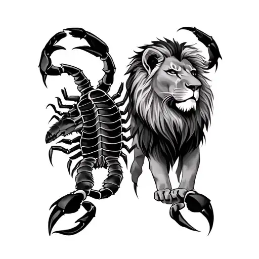 Lion Et Scorpions Side By Side