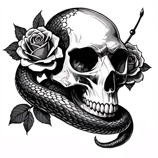 Snake Roses Skull