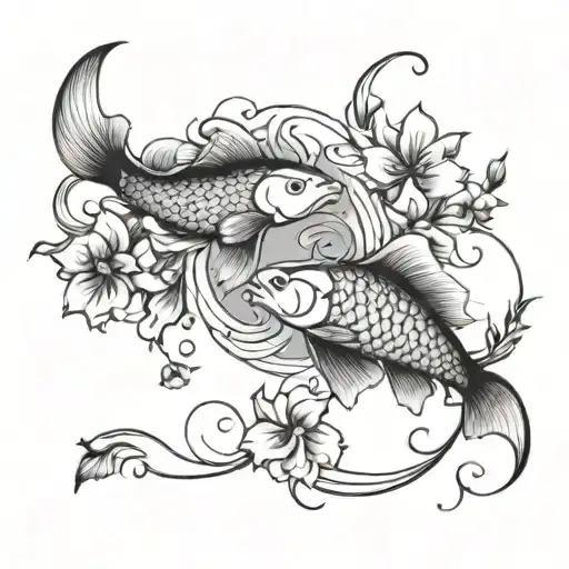 Yingyang Pisces Swimming In Cheryyblossoms Instead Of Water