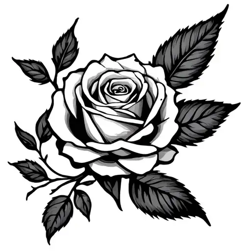 Resilience Symbol Within Rose Intertwined With Ambition As Stem