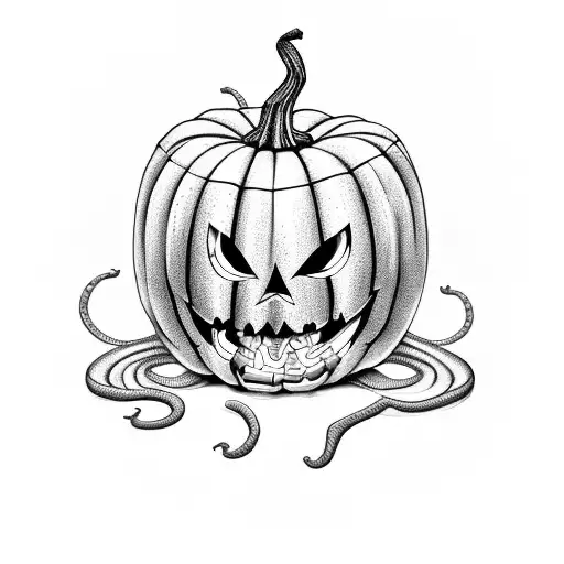 Jack O'lantern With Snake Crawling Through