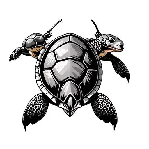 One Bug Turtle Two Baby Turtles