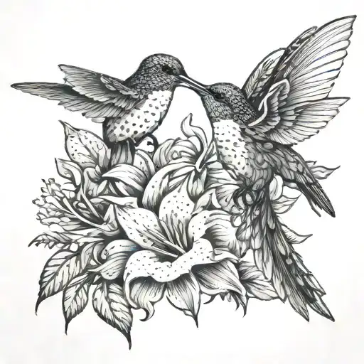 Alcaraz Flowers With One Hummingbird Sipping Nectar