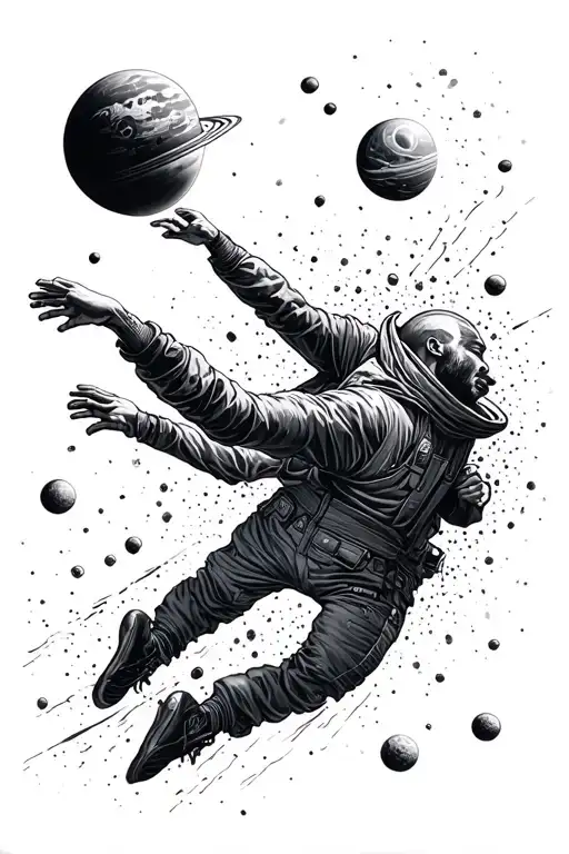 Man Falling Into Space Themed