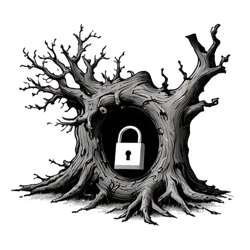 Oak Tree With A Padlock Inside Of It