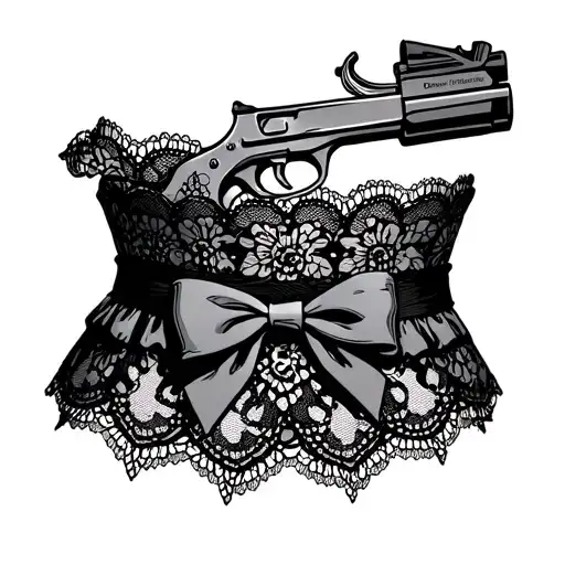 Lace Garter With Bow And Gun Tucked Inside Or Resting