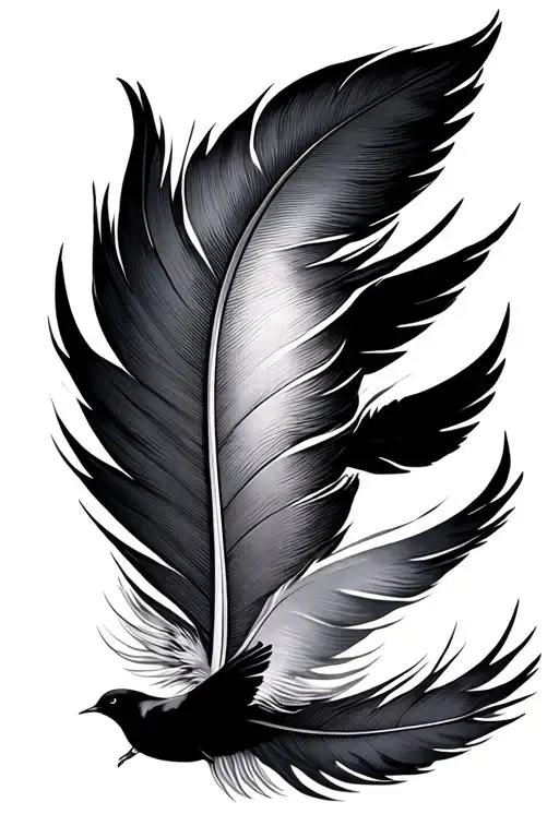 Feather With Birds Flying Towards