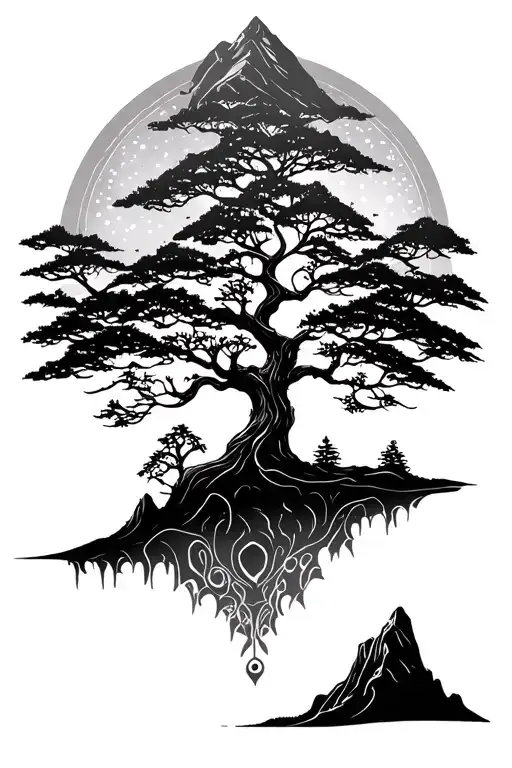 Montain Time Mandala Tree Life