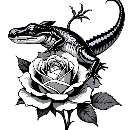 Salamander On A Rose