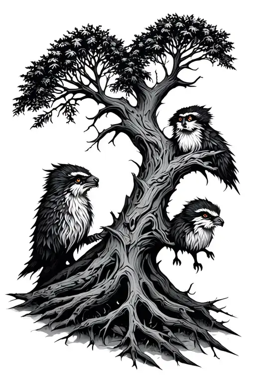 Nordic Tree With Nordic Compas In Skech Stile