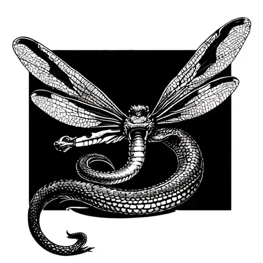Snake And Dragon-fly