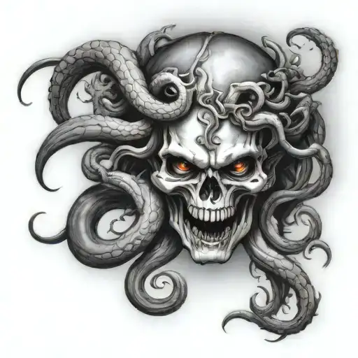 Medusa Skull With A Realistic Lighting Effect