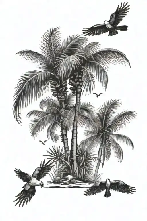 Palm Tree With Birds