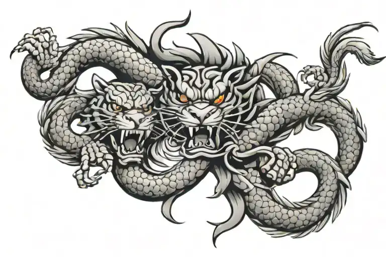 A Usmc Emblem With A Dragon And Tiger Intertwined
