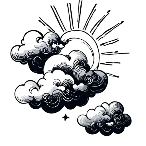 2 Clouds With Ray Of Sunshine Minimalist Girly