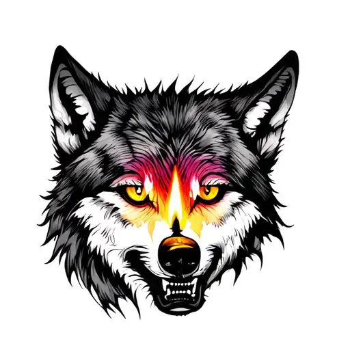 Wolf In Colors Taking Candle In The Eyes And Mouth