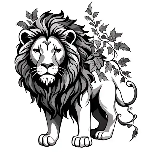 Lion With Ivy & Heart
