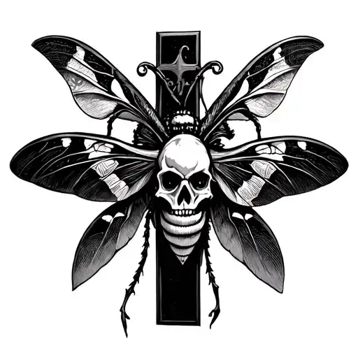 Death Head Moth On A Cross