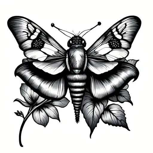 Floral Hand Tattoo With Tiny Moth Sitting