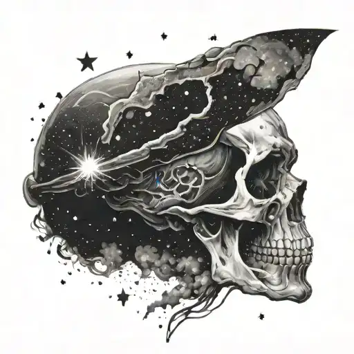 A Celestial Nebula Merging With A Skull Silhouette Against A Starry Sky Backdrop