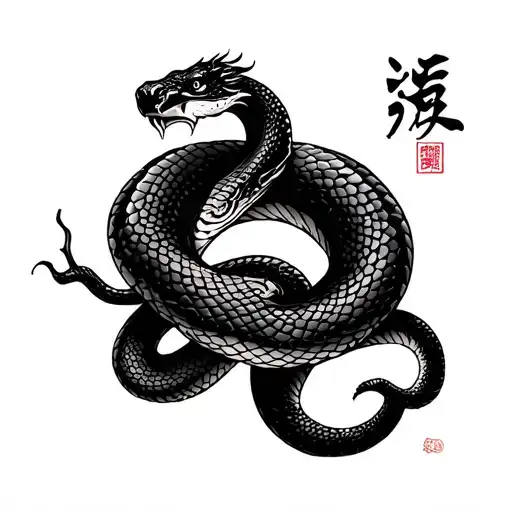 Snake With Kanji Characters