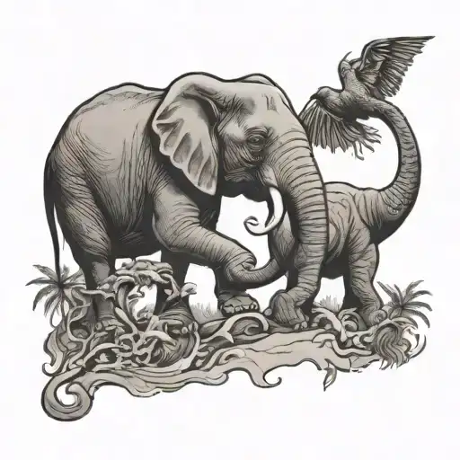 Elephant And Trex