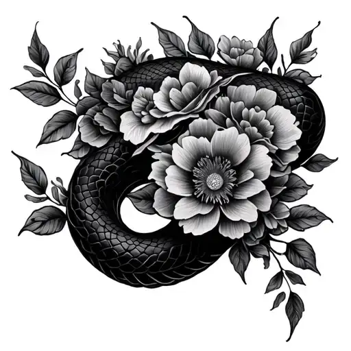 Long Flowy Snake Made Out Of Flowers Intertwined